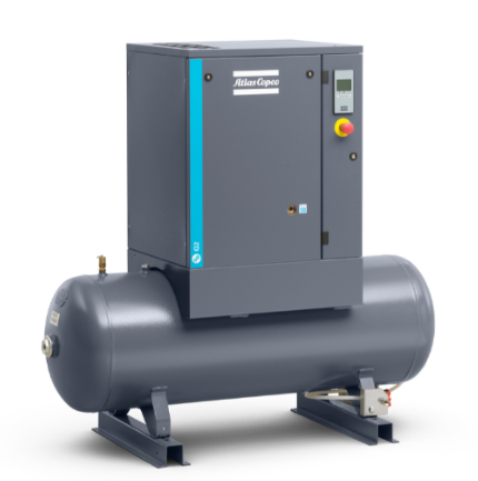 atlas copco air compressor in white background